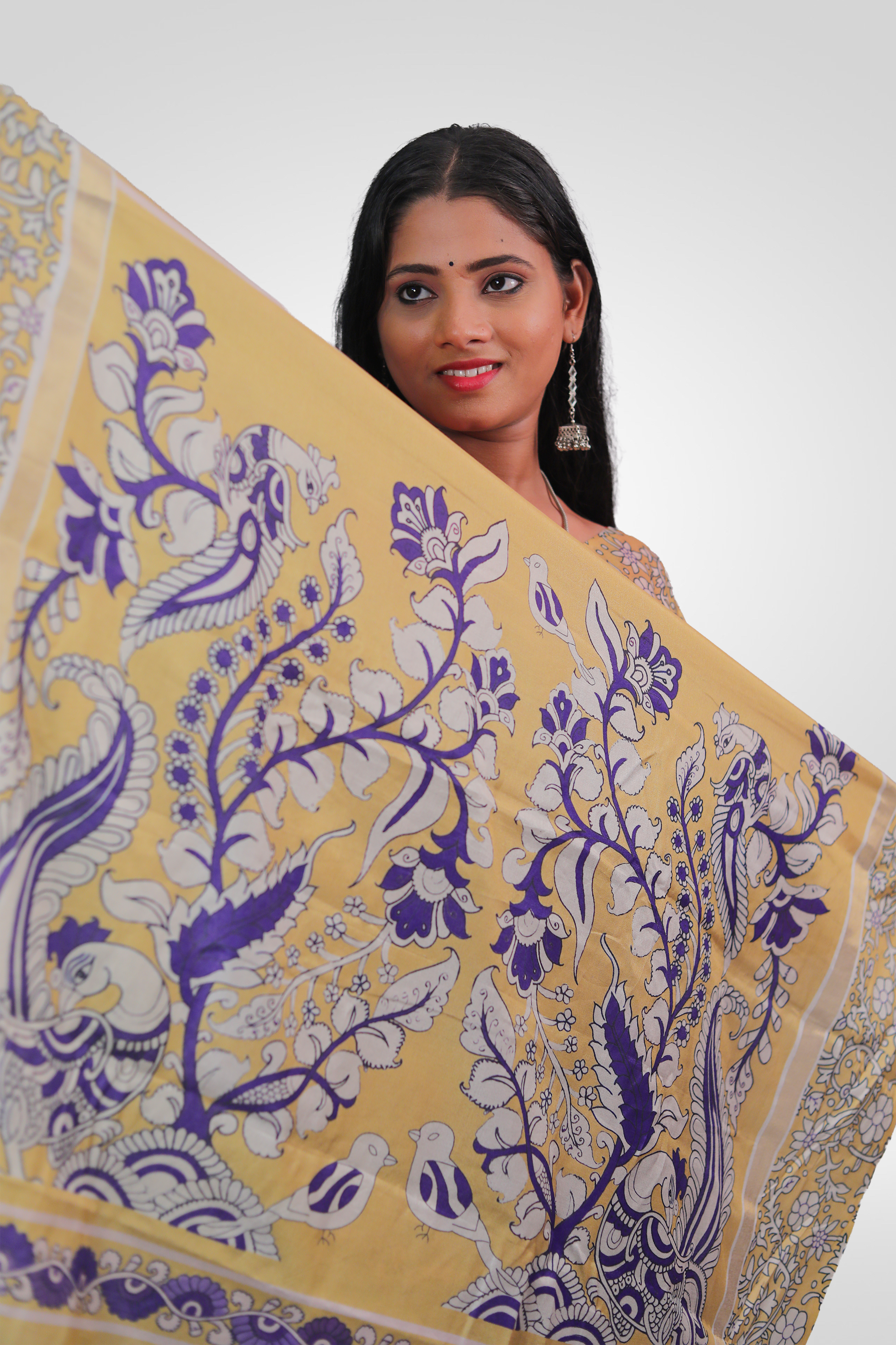 Royal Vrindavan Kalamkari Saree