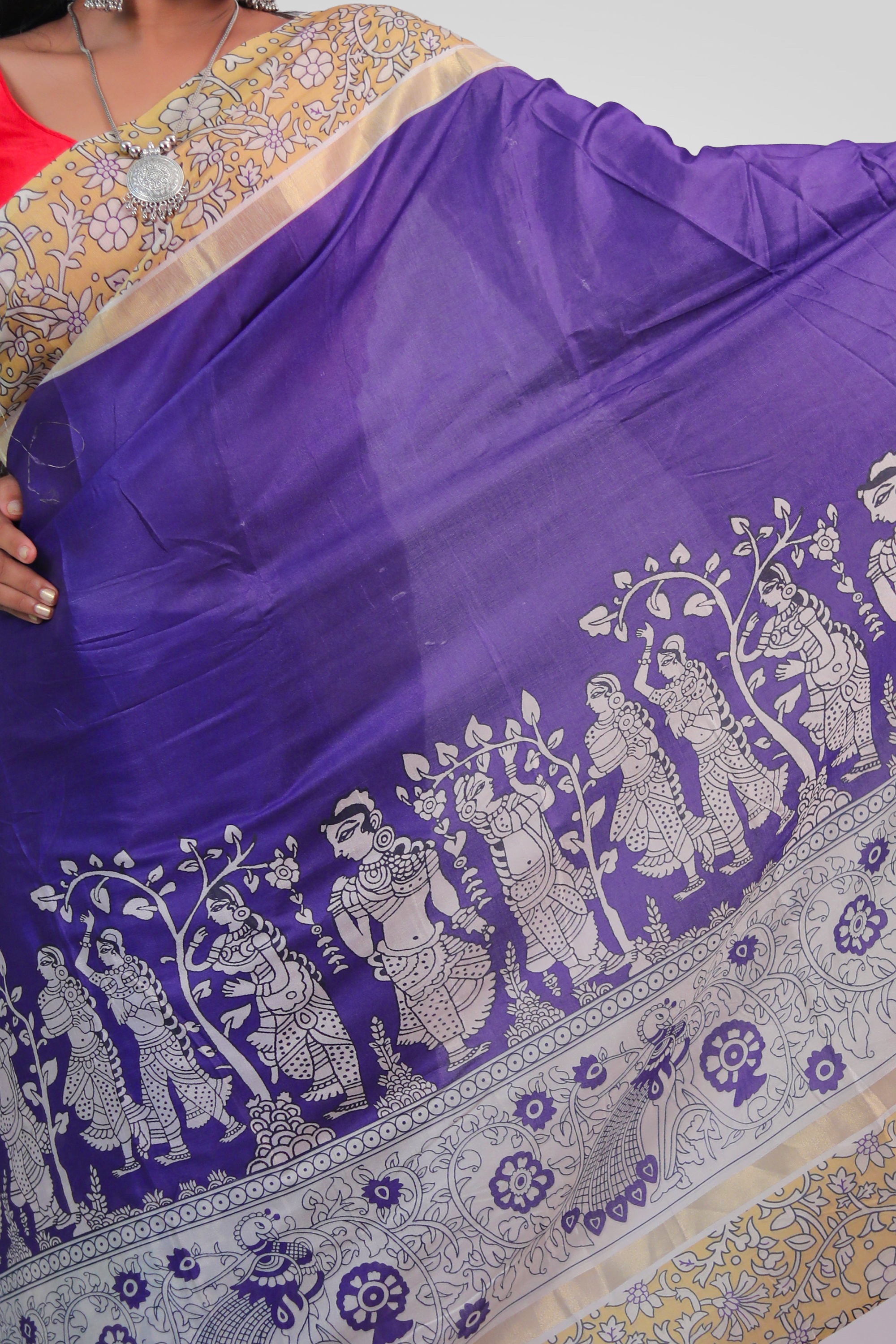 Royal Vrindavan Kalamkari Saree