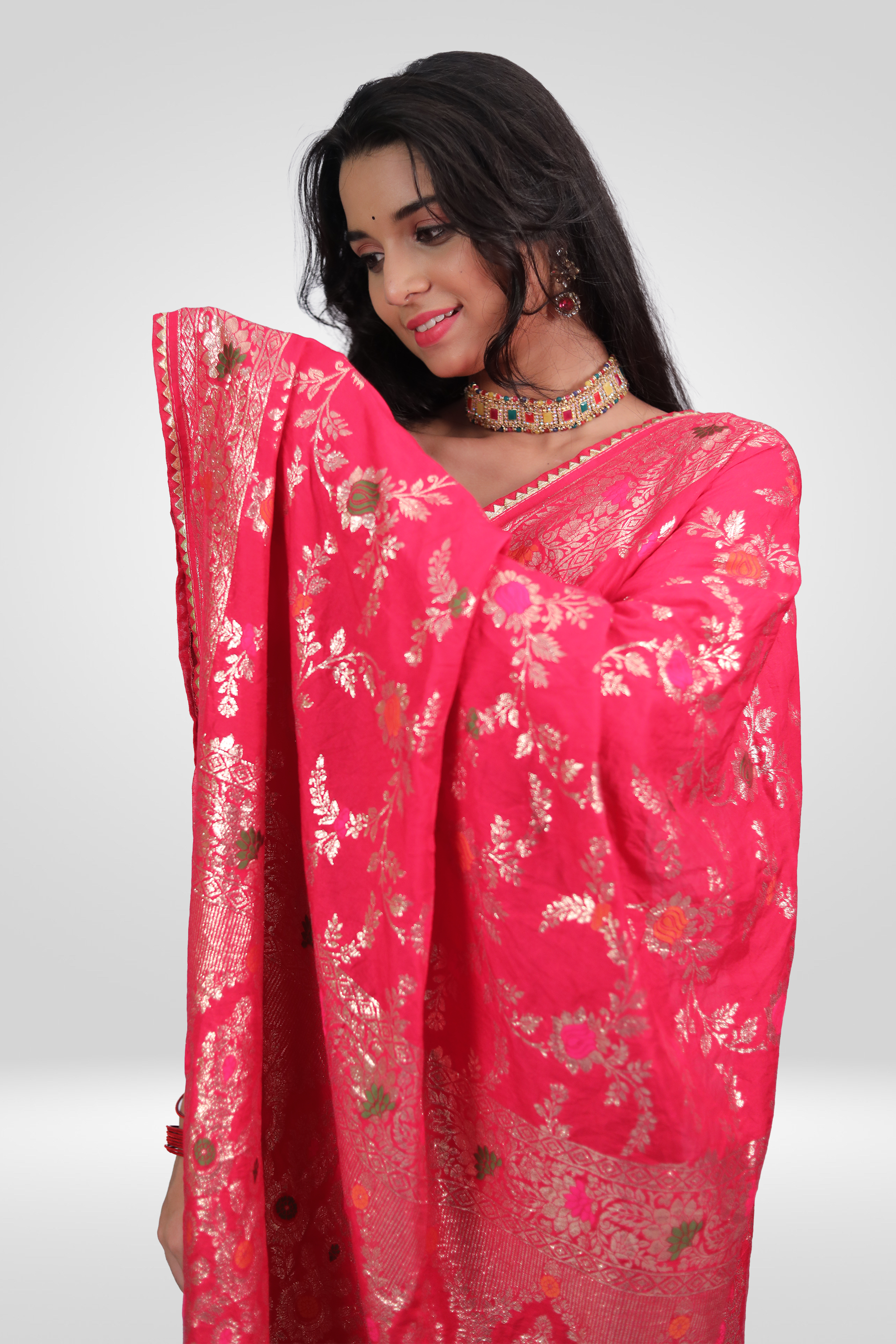 Gulnaar Zari Bloom Saree