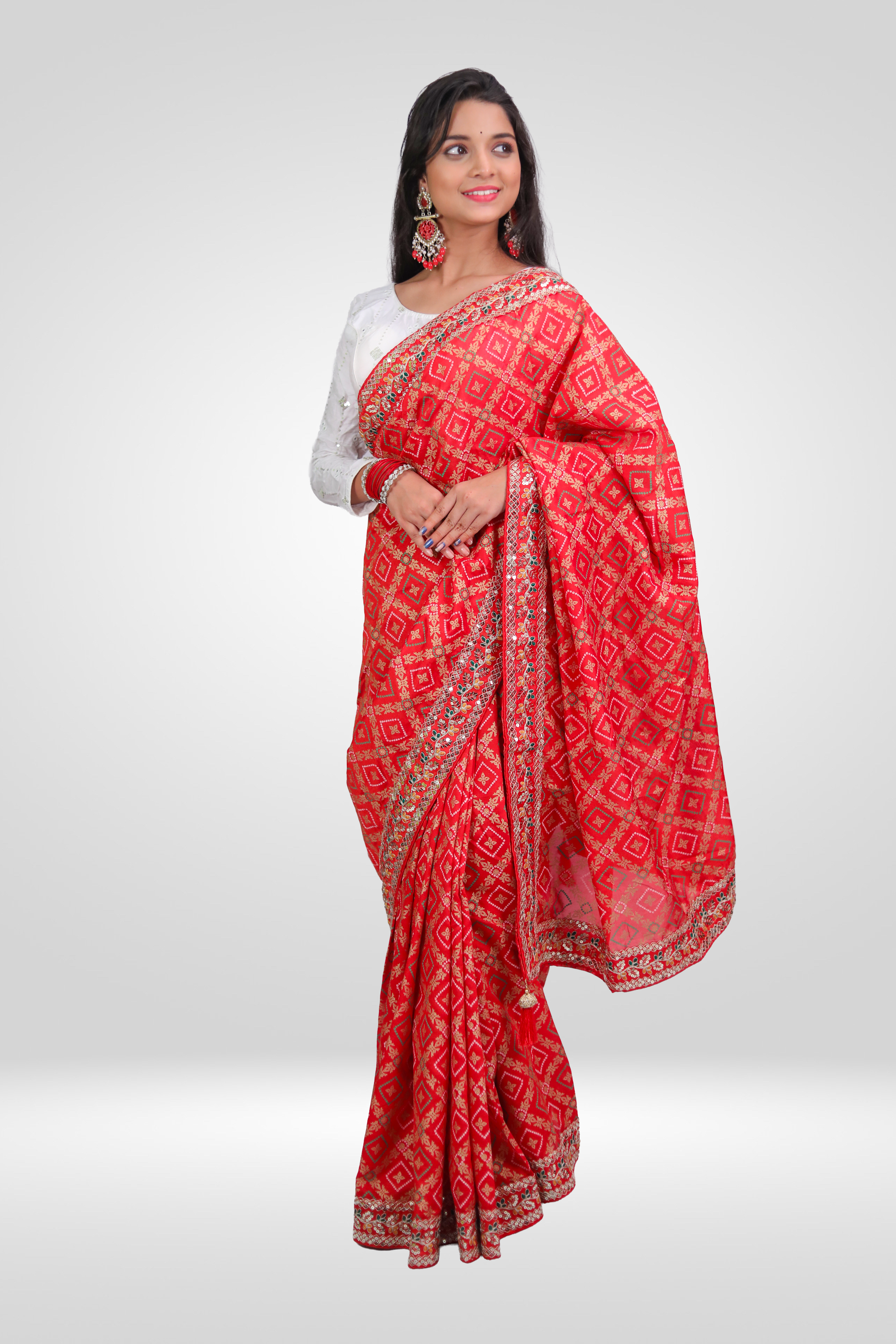 Rangrez Mirror Bandhani Saree