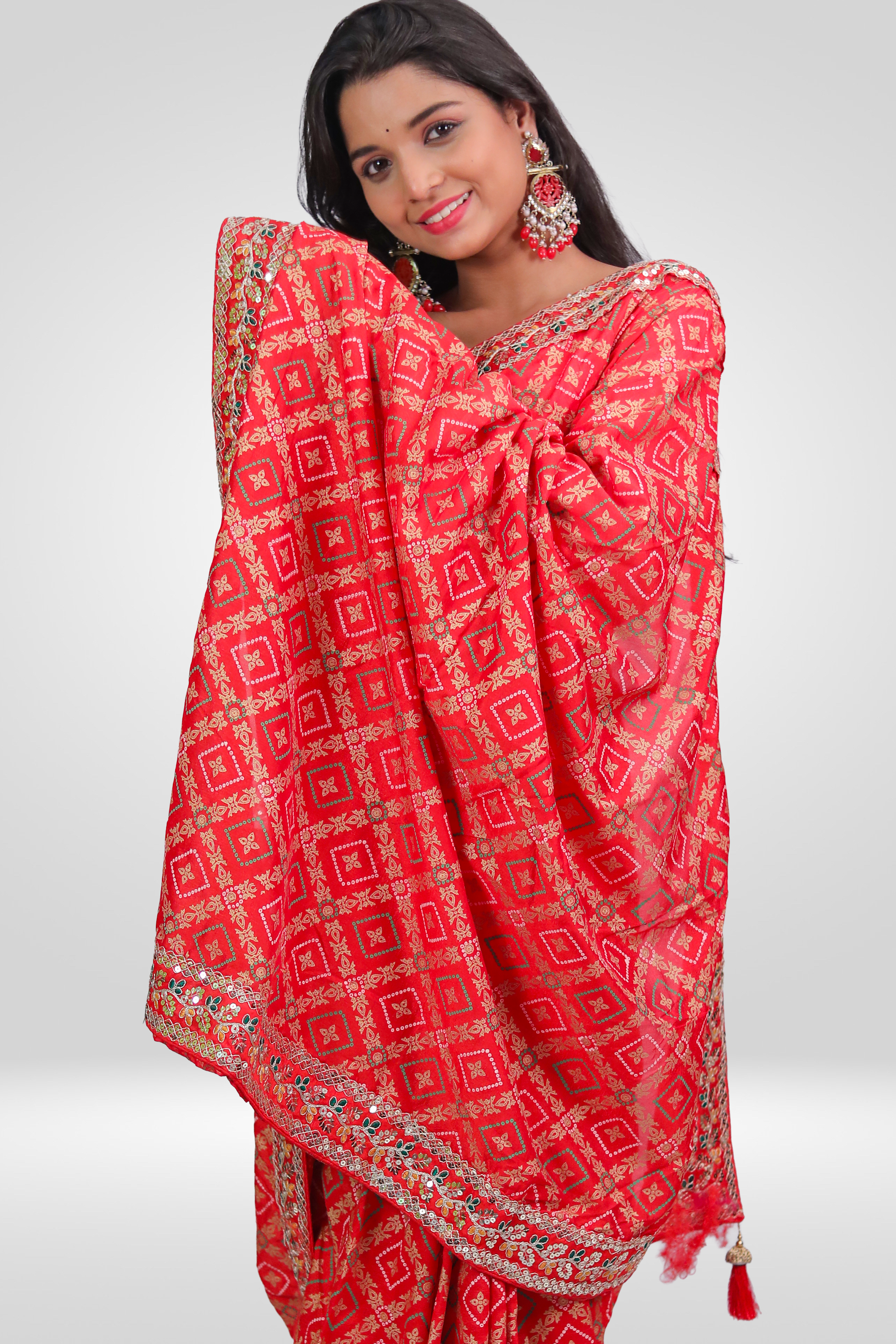 Rangrez Mirror Bandhani Saree