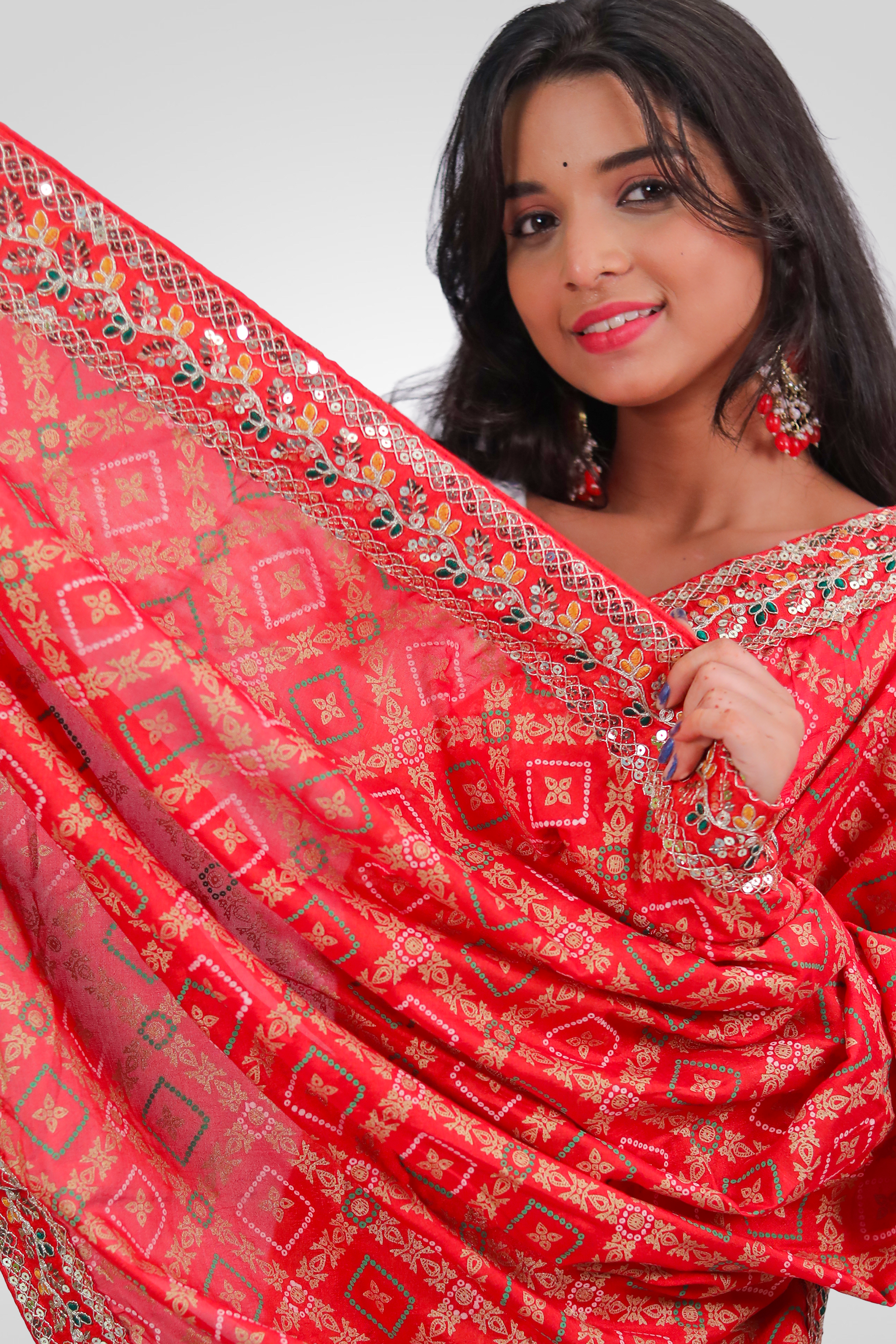Rangrez Mirror Bandhani Saree
