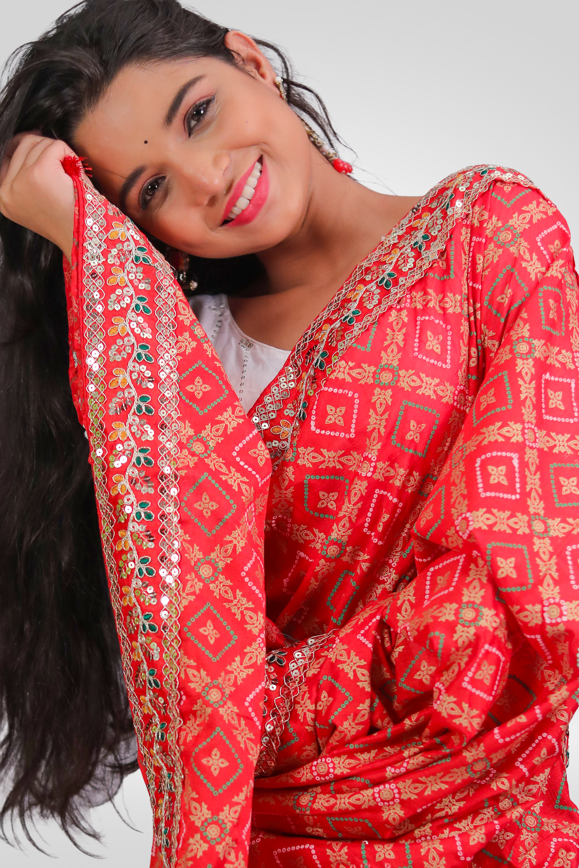 Rangrez Mirror Bandhani Saree