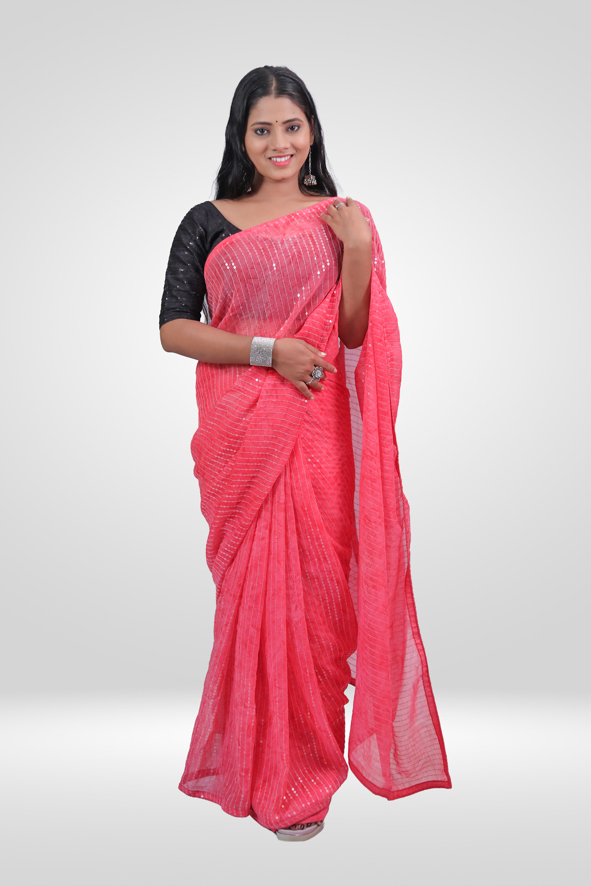 Blush Pink Sequin Grace Saree