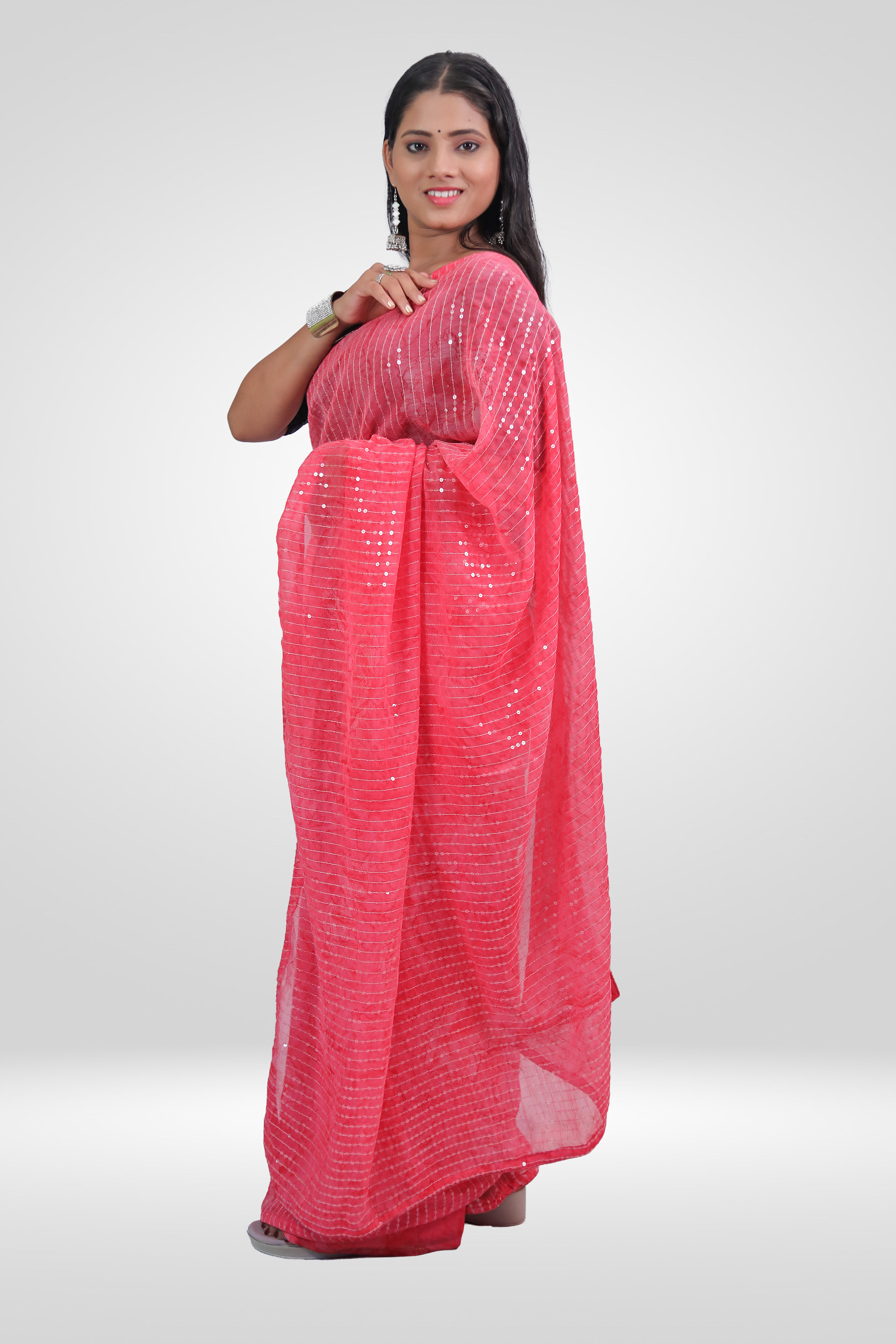 Blush Pink Sequin Grace Saree