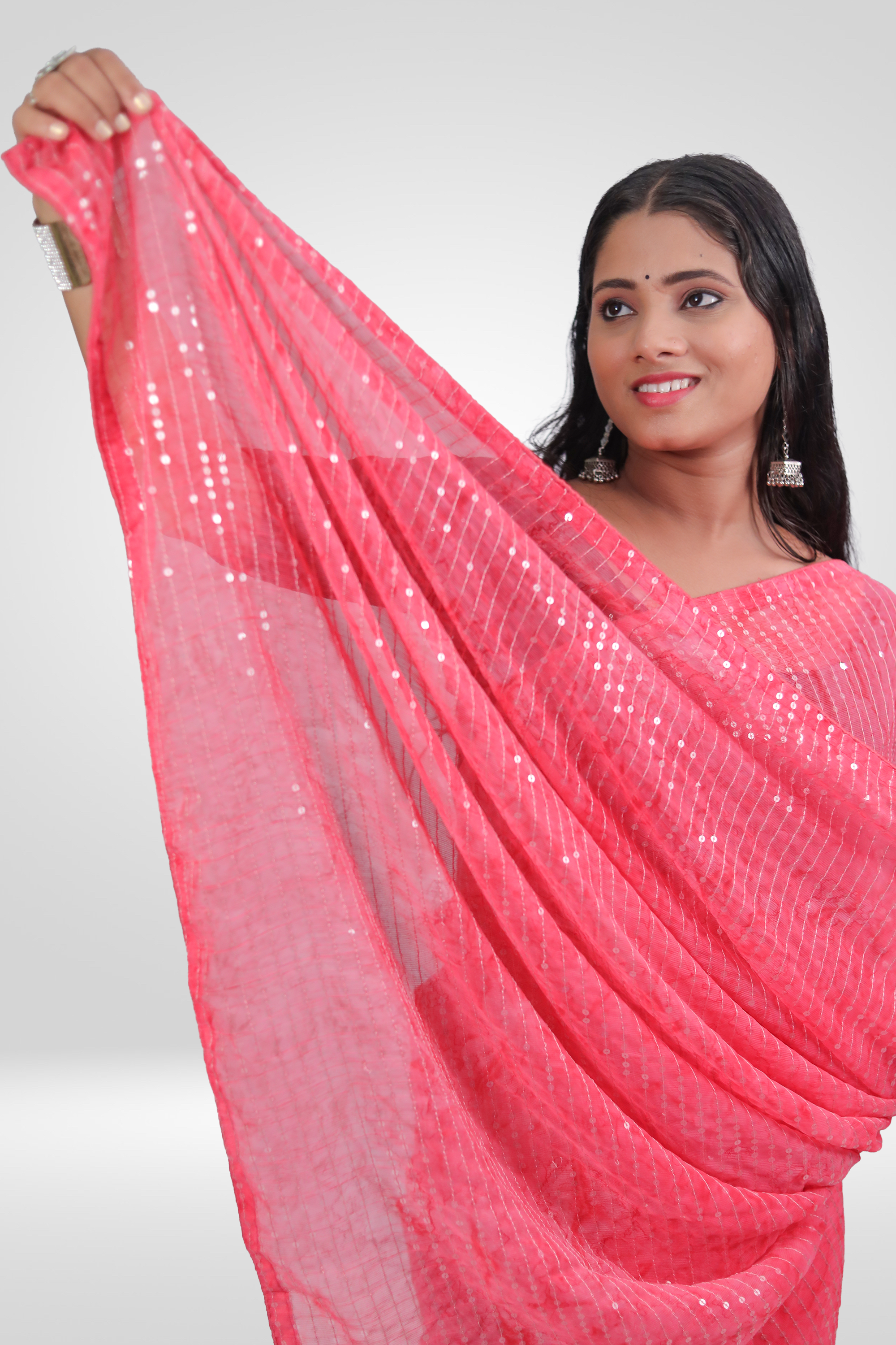 Blush Pink Sequin Grace Saree