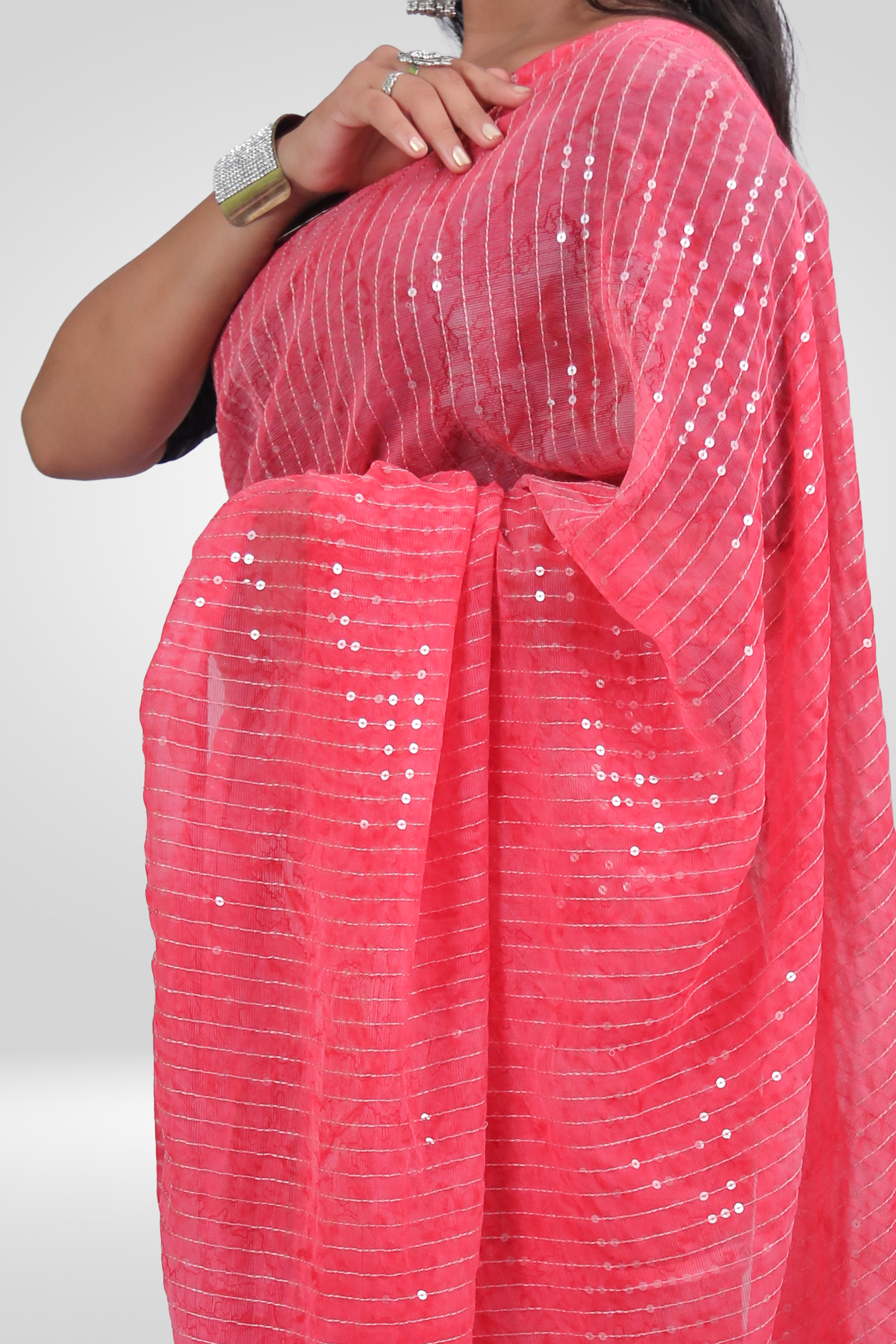Blush Pink Sequin Grace Saree