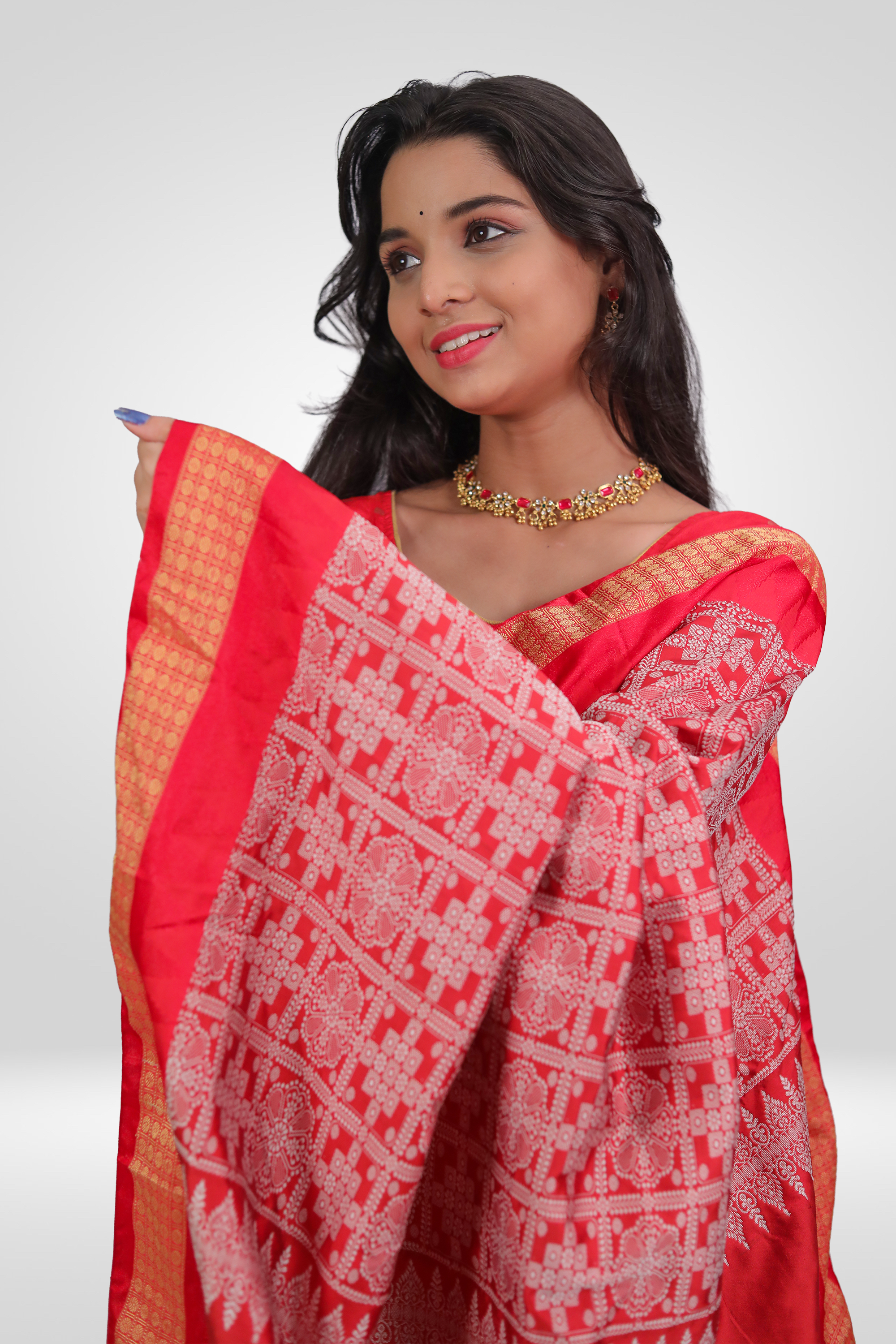 Royal Red-Blue Sambalpuri  Saree