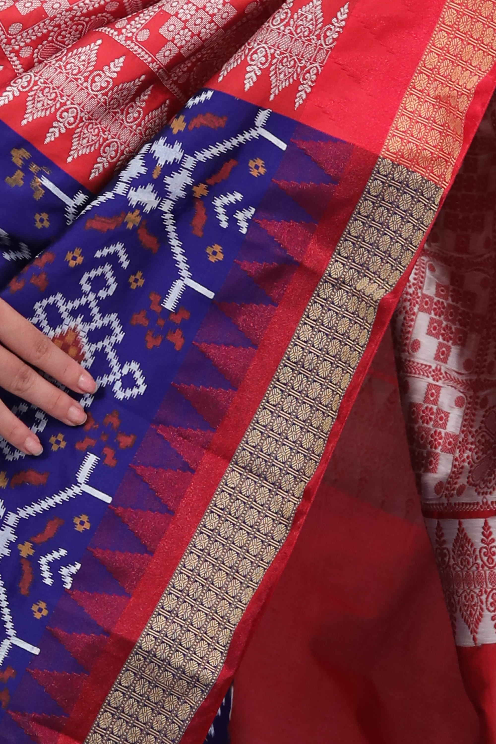 Royal Red-Blue Sambalpuri  Saree