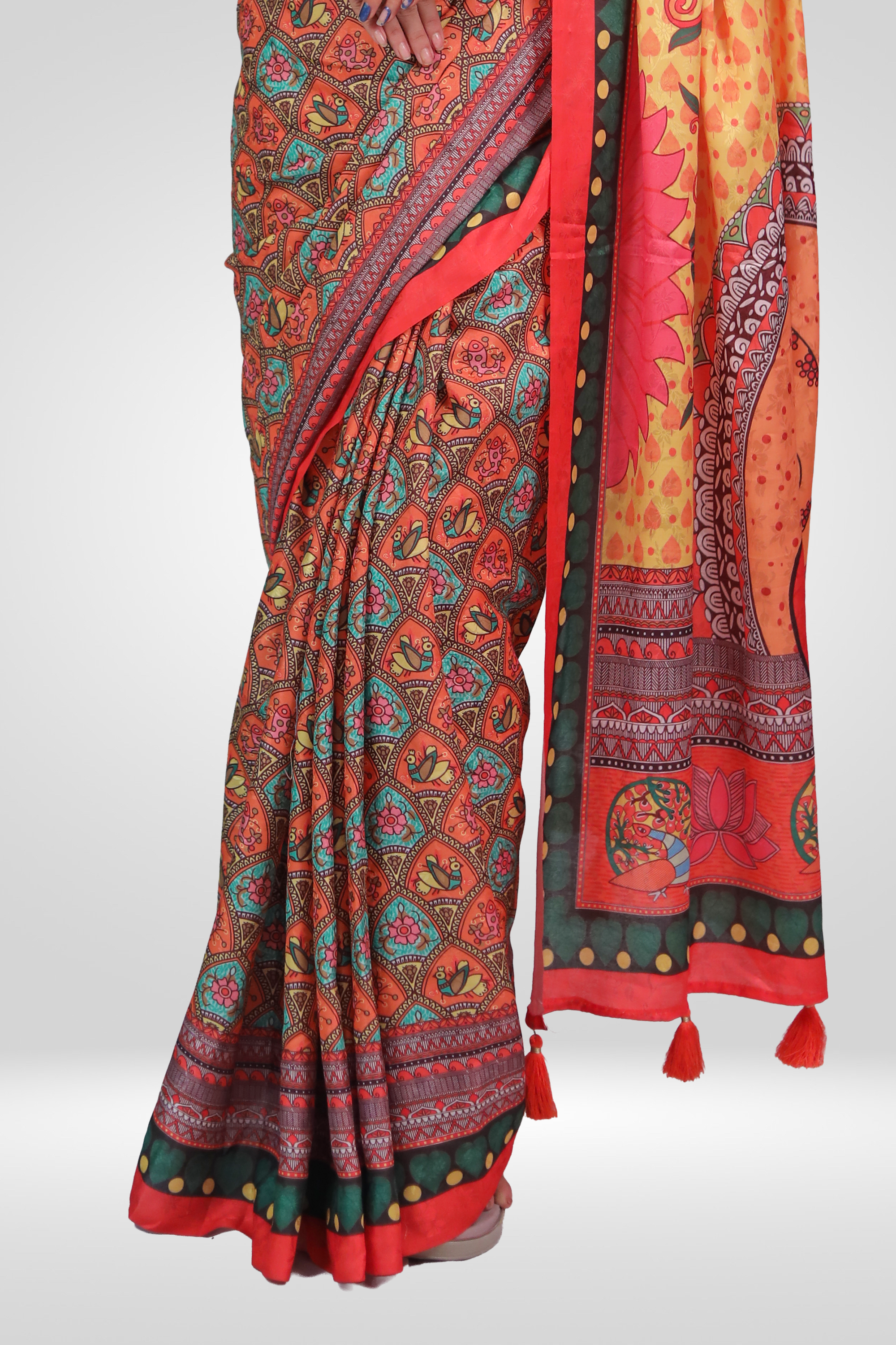 Divine Ganesha Art Silk Saree