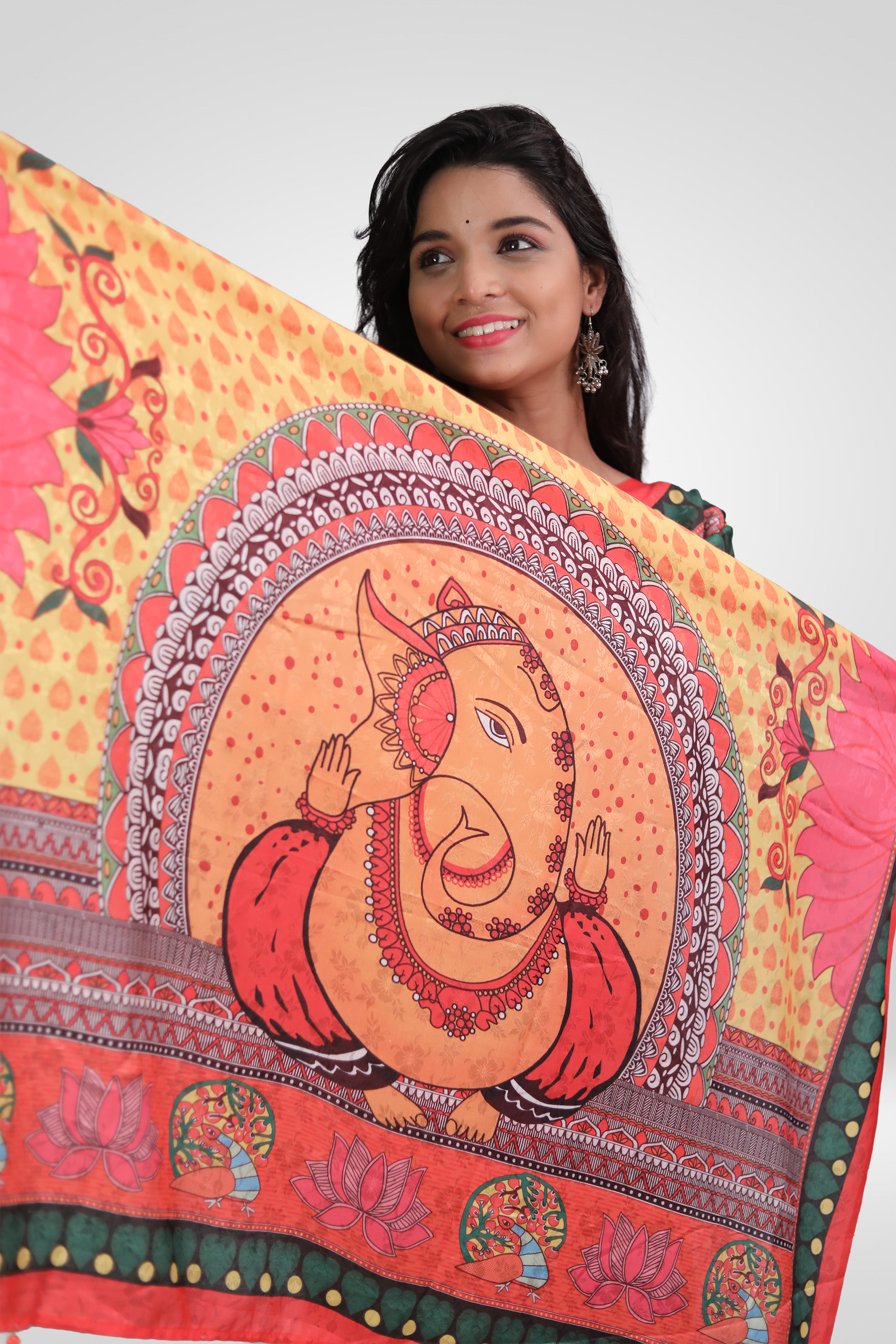 Divine Ganesha Art Silk Saree