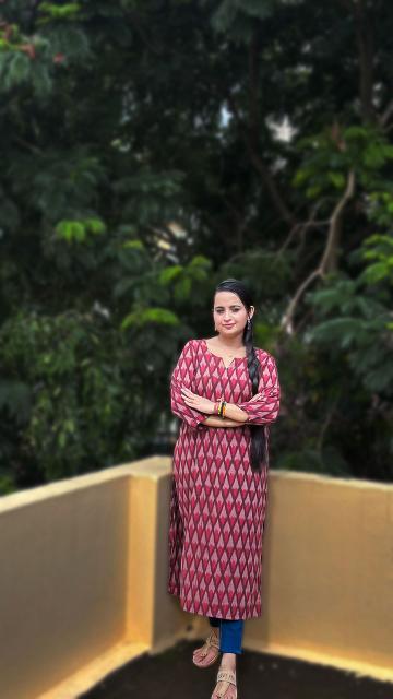 Maroon Ikkat Straight Kurti