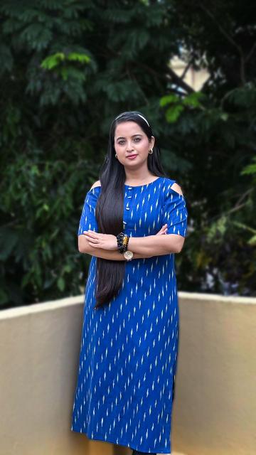 Blue Ikkat Cold-Shoulder Straight Kurti