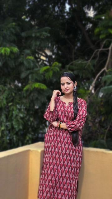 Maroon Ikkat Straight Kurti