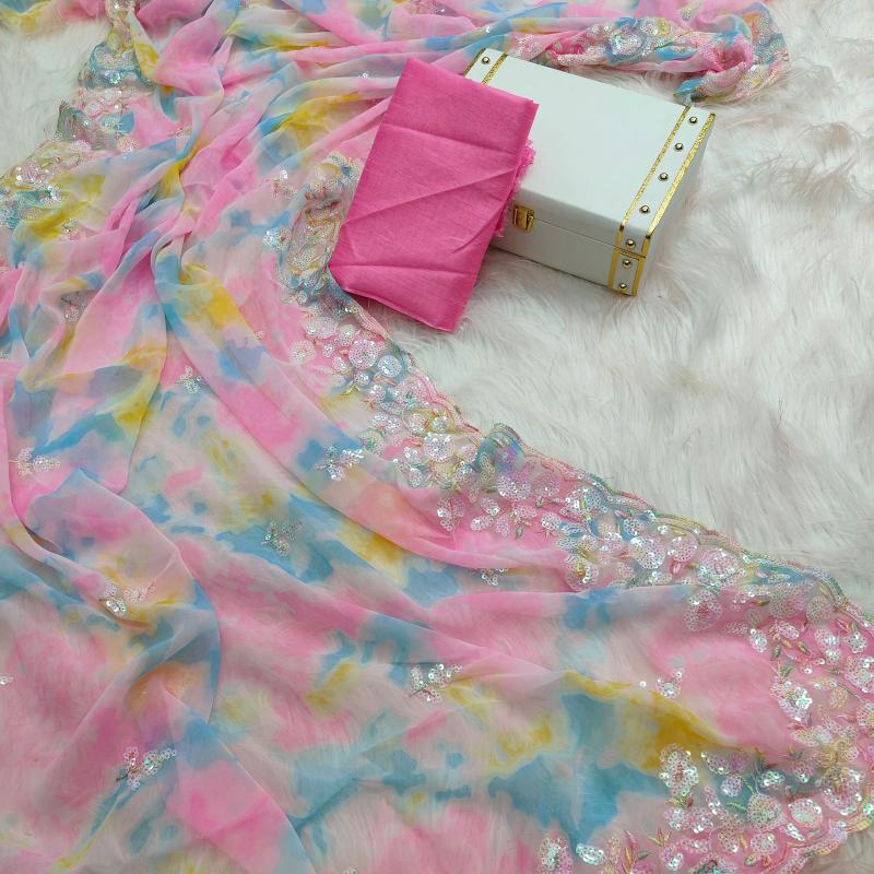 Pastel Whisper Chifforn Saree