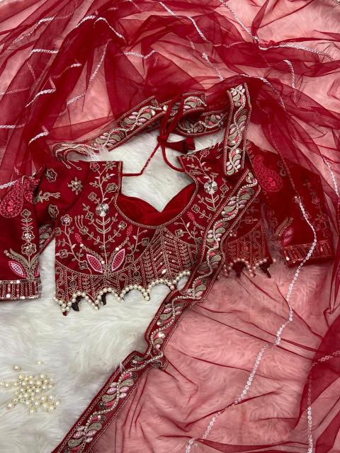 Crimson Pearl Heritage Saree