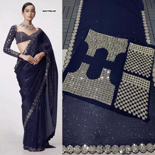 Midnight Royale Mirror Saree