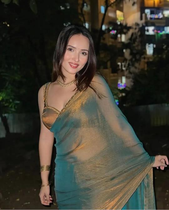 Seafoam Gold Shimmer Soft \Organza Saree