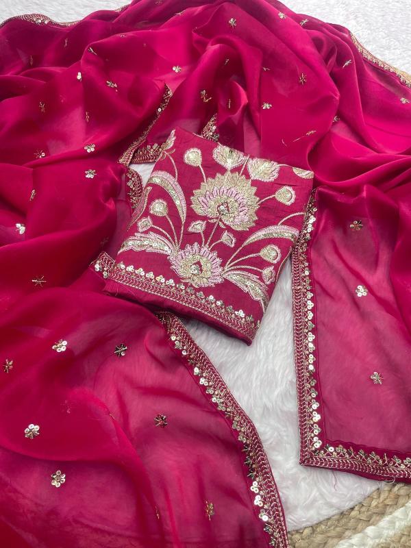 Rani Rose Embroidered Saree