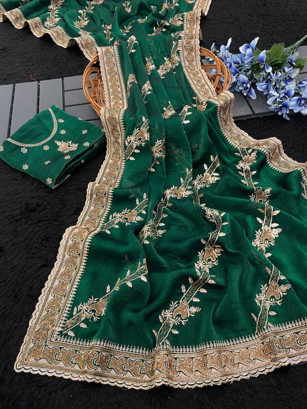 Emerald Garden Zari Saree