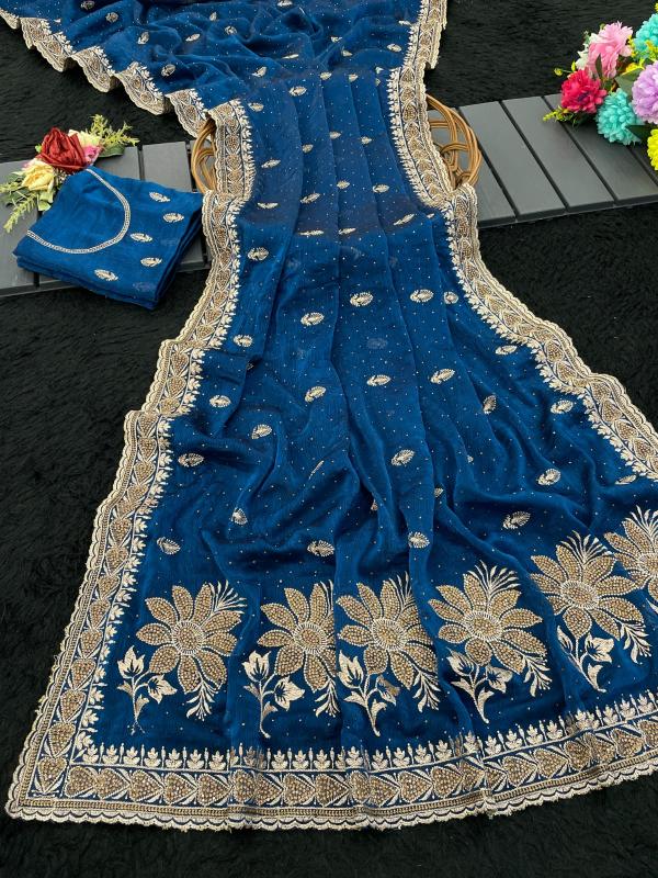 Royal Neelkamal Embroidered Saree