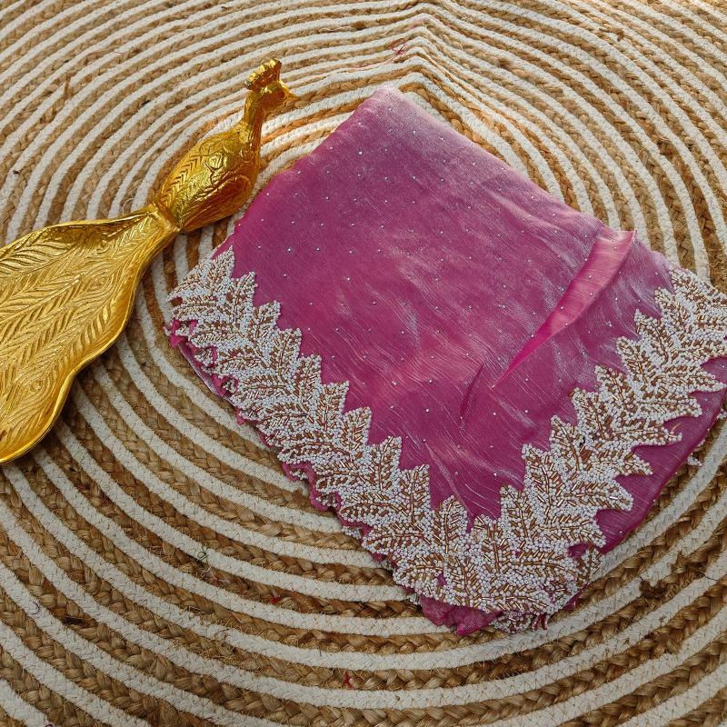 Rose Mist Pearl Soft Organza Saree