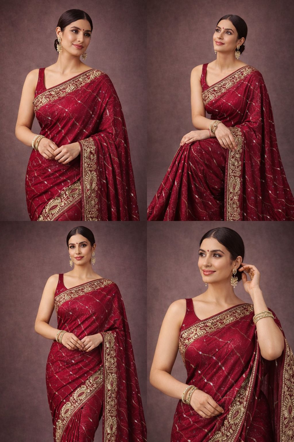 RUBY SEQUIN BLOOM SAREE