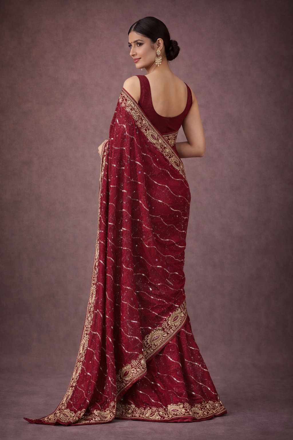 RUBY SEQUIN BLOOM SAREE