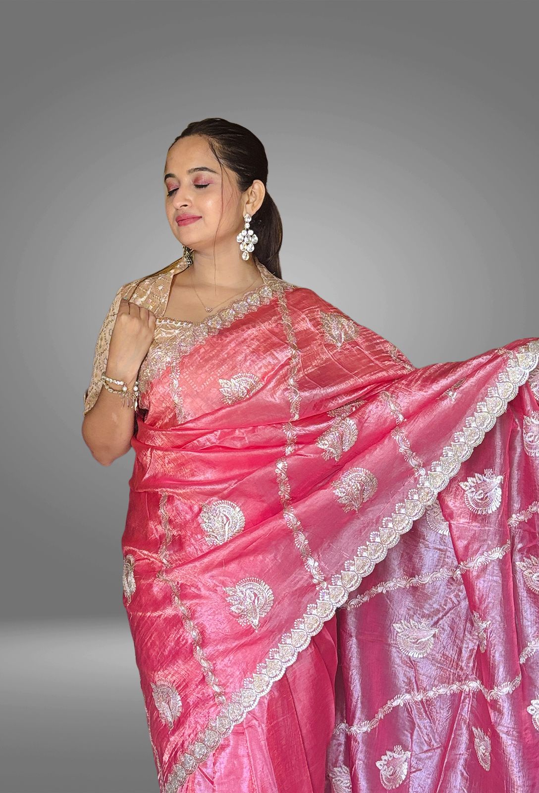 Rose Pearl Designer Saree