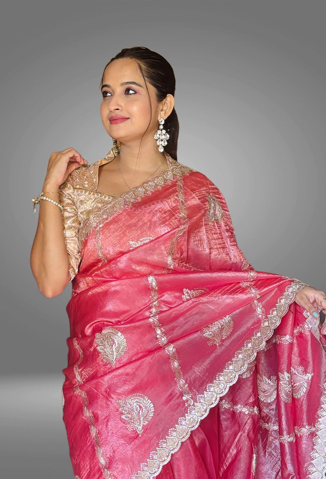 Rose Pearl Designer Saree