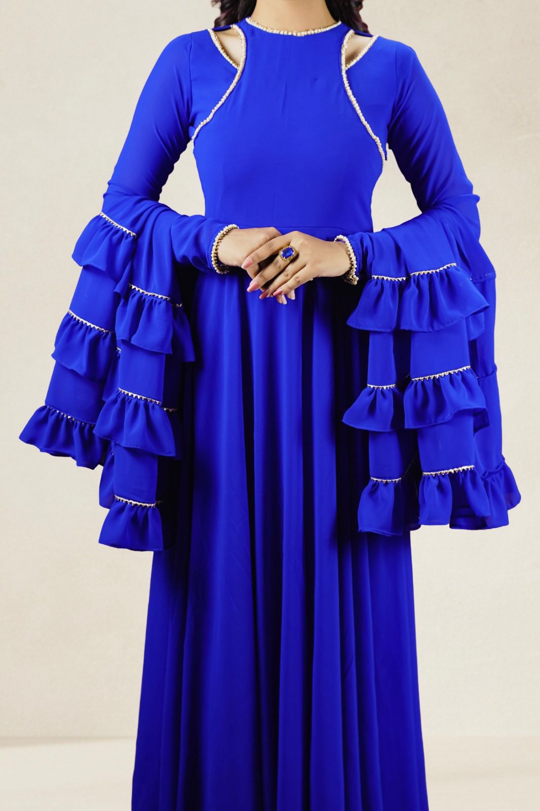 Royal Blue Flared Ruffle Anarkali