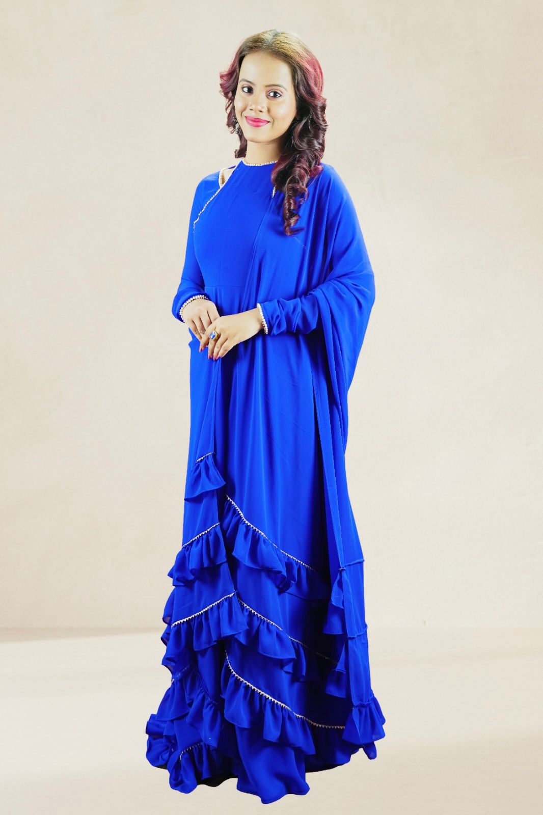 Royal Blue Flared Ruffle Anarkali