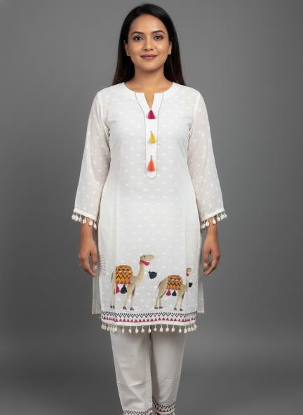 White Desert Mirage Embroidered Co-ord set