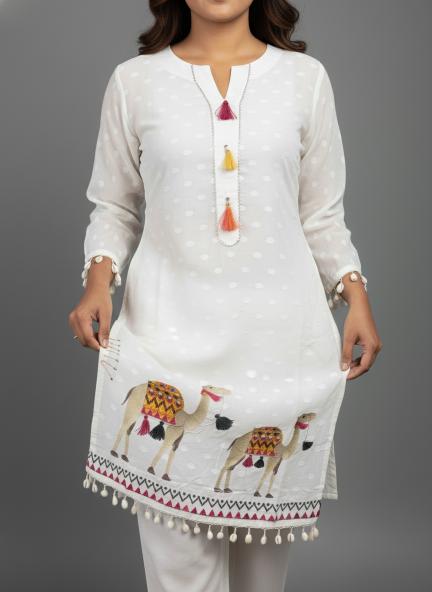 White Desert Mirage Embroidered Co-ord set