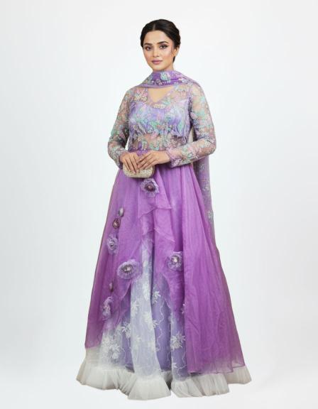 Lavender Layered Gown Set