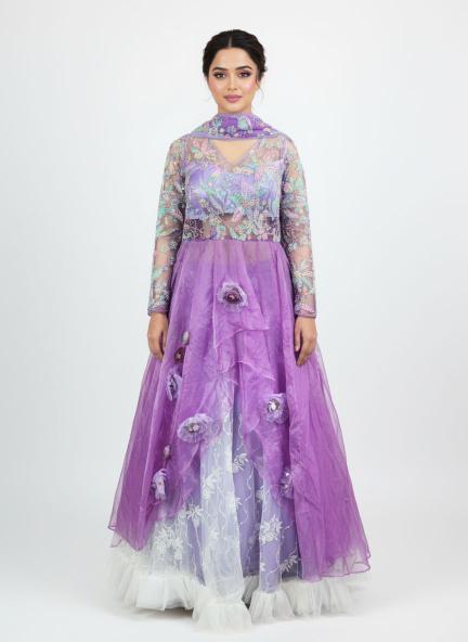 Lavender Layered Gown Set